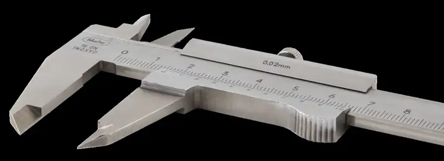 A vernier caliper used for precise measurements